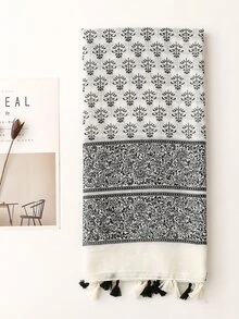 1pc Women Floral Pattern Tassel Decor Boho Scarf - Multicolor - View 6