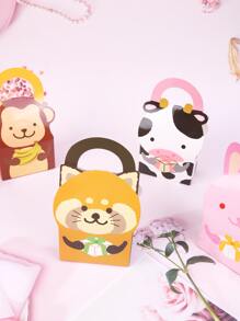 6入組/套紙質禮品包裝盒卡通動物圖案派對禮品盒 - 彩色 - 查看 2