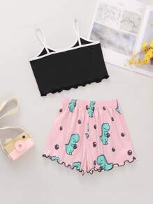 Girls' Dinosaur Printed Camisole Home Wear - Multicolor - View 2