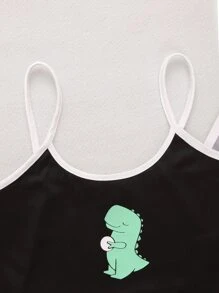 Girls' Dinosaur Printed Camisole Home Wear - Multicolor - View 5