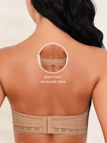 Lace Strapless Push Up Bra - Camel - View 2