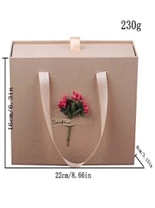 1pc Paper Gift Wrapping Box, Fake Flower Decor Gift Box For Party - Multicolor - View 3