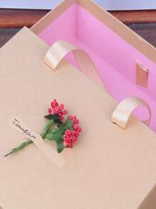 1pc Paper Gift Wrapping Box, Fake Flower Decor Gift Box For Party - Multicolor - View 4