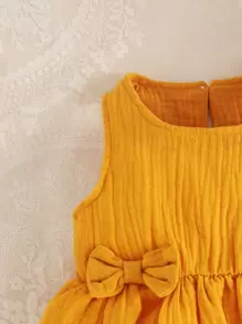 嬰兒女寶寶蝴蝶結前面荷葉邊背心和荷葉邊短褲