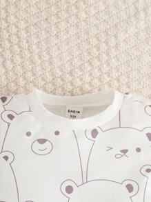 嬰兒小熊印花T恤和卷邊短褲 - 彩色 - 查看 5