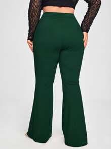 SHEIN SXY Plus High Waist Flare Leg Trousers - Dark Green - View 2