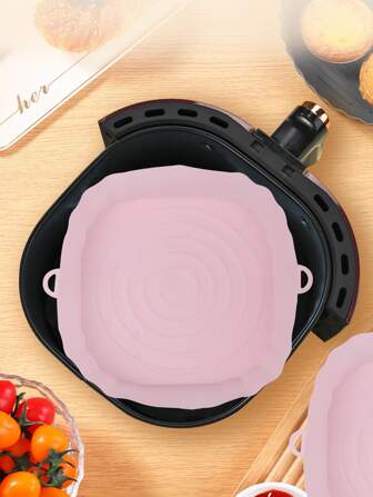 1入組家用空氣炸鍋矽膠鍋墊，粉色矽膠空氣炸鍋托盤，適用於空氣炸鍋，亦稱為炸鍋紙或炸鍋墊