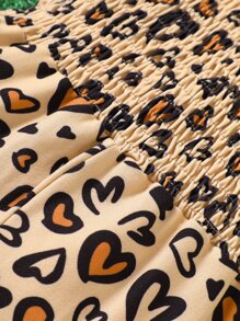 Baby Heart Print Shirred Cami Jumpsuit - Apricot - View 4