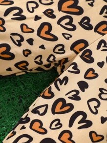 Baby Heart Print Shirred Cami Jumpsuit - Apricot - View 5