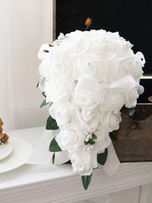 1束PE人造花浪漫水鑽裝飾多用途手捧花適合家庭婚禮裝飾 - 彩色 - 查看 1