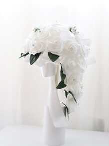 1束PE人造花浪漫水鑽裝飾多用途手捧花適合家庭婚禮裝飾 - 彩色 - 查看 2