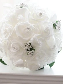 1束PE人造花浪漫水鑽裝飾多用途手捧花適合家庭婚禮裝飾 - 彩色 - 查看 8