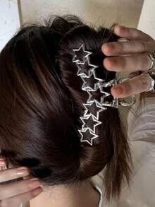 Garra de pelo con diseño de estrella - Plateado - Ver 2