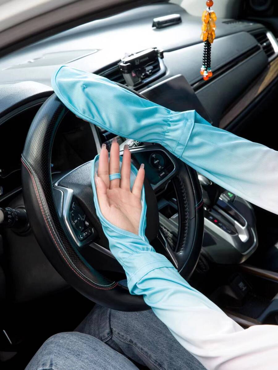 1對女式漸層防曬長手套戶外用 - 藍白色 - 查看 1