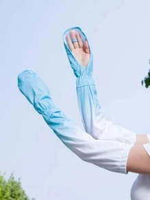 1對女式漸層防曬長手套戶外用 - 藍白色 - 查看 2