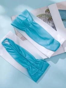 1對女式漸層防曬長手套戶外用 - 藍白色 - 查看 4