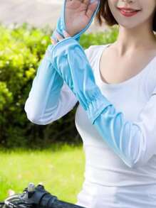 1對女式漸層防曬長手套戶外用 - 藍白色 - 查看 5