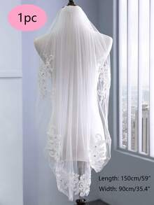 Velo de novia con bordado floral - Blanco - Ver 3