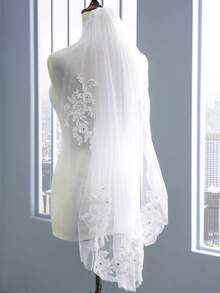 Velo de novia con bordado floral - Blanco - Ver 4