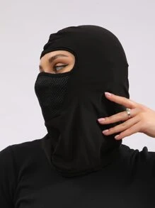 1pc Women Breathable Solid Balaclava Cap - Black - View 2
