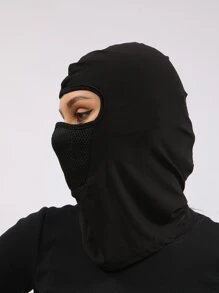 1pc Women Breathable Solid Balaclava Cap - Black - View 3