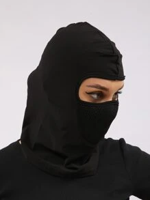 1pc Women Breathable Solid Balaclava Cap - Black - View 4