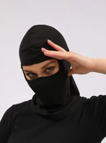 1pc Women Breathable Solid Balaclava Cap - Black - View 5