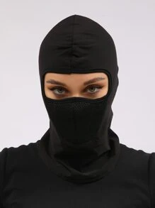 1pc Women Breathable Solid Balaclava Cap - Black - View 6