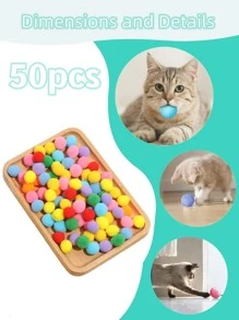 50pcs Ball Design Random Cat Teaser Toy For Dog And Cat For Play - Multicolor - View 3