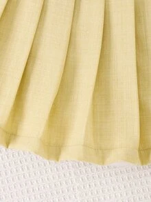 Girls Flap Detail Contrast Trim Blouse & Pleated Skirt - Champagne - View 7