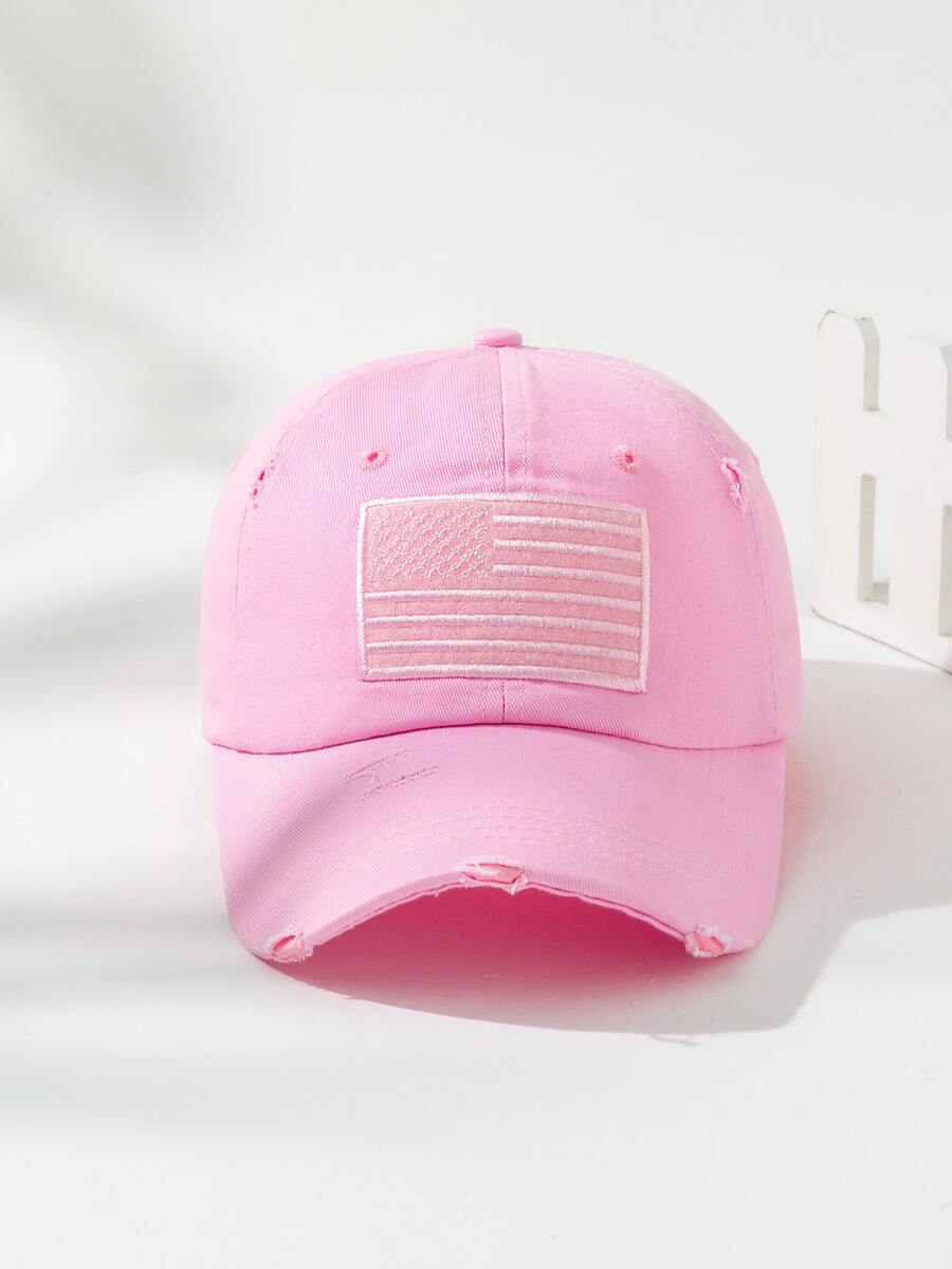 Gorra de béisbol con bandera estadounidense con bordado - Rosa - Ver 1