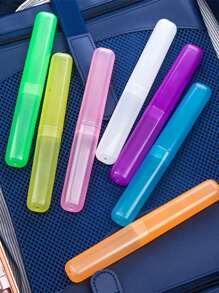1pc Clear Toothbrush Box, Simple Clear Portable Toothbrush Carrying Box For Travel, Bathroom - Multicolor - View 2