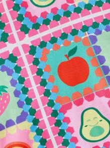 SHEIN Toddler Girls Patchwork Print Tee - Multicolor - View 3