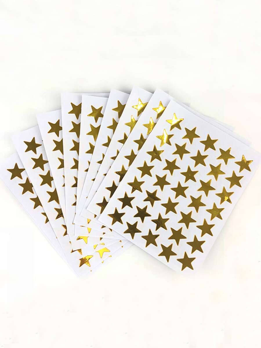 10pcs Star Pattern Sticker, Gold PVC Sticker For Children - Gold - View 1