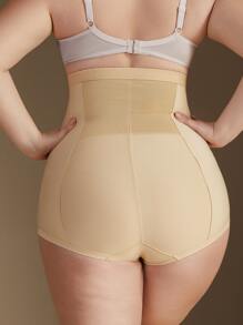 Plus High Waist Zip Up Shapewear Shorts - Apricot - View 6