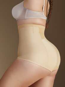 Plus High Waist Zip Up Shapewear Shorts - Apricot - View 7