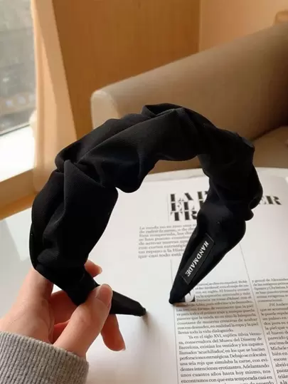 1 st Dam Enfärgat Rynkat Pannband i Avslappnad Stil Häxa, Hårband, Hårbåge Pannband, Svarta Håraccessoarer Huvudaccessoarer