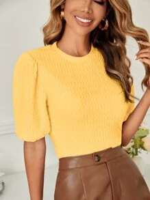 SHEIN Clasi 素色泡泡袖T恤