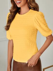 SHEIN Clasi 素色泡泡袖T恤