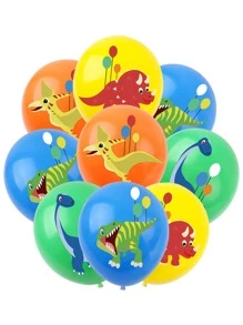 10pcs Latex Balloon, Cute Dinosaur Pattern Decorative Balloon For Party, Back To School Valentine Day - Multicolor - View 1