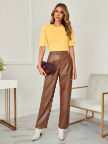 SHEIN Clasi 素色泡泡袖T恤