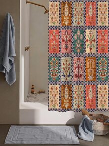 1入組復古圖案淋浴現代滌綸防水浴簾