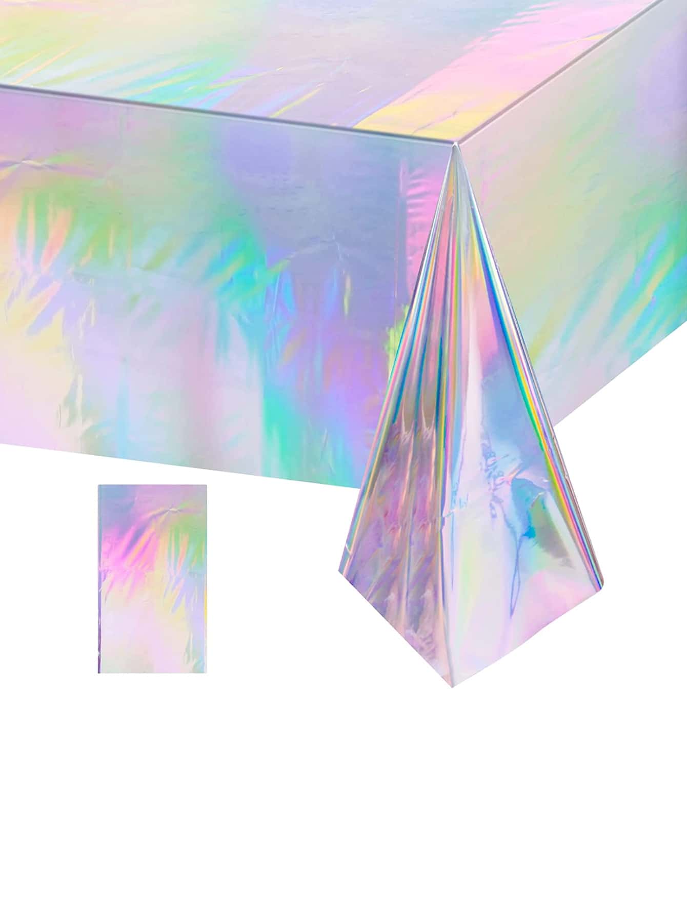 1pc Holographic Disposable Table Cover, Aluminum Tablecloth For Party - Multicolor - View 1