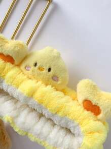 1入組可愛雞形狀髮箍適用於洗滌,彩妝和家庭使用 - 黃色 - 查看 3