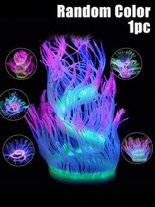1pc Random Color Silicone Artificial Soft Sea Anemone For Fish Tank Decoration - Multicolor - View 3