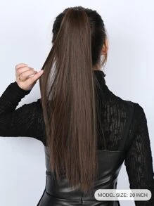 Medium Straight Ponytail Synthetic Hair Extension - Brown - View 2