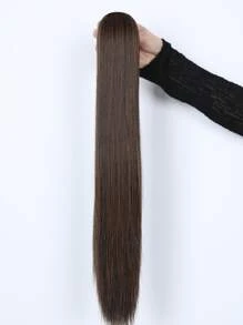 Medium Straight Ponytail Synthetic Hair Extension - Brown - View 5