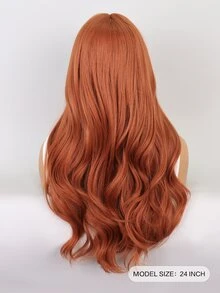 Tóc giả tổng hợp dài uốn xoăn có mái - trái cam - Xem 4