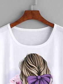 Mulvari Áo thun Plus size Con số Giải trí - trắng - Xem 3