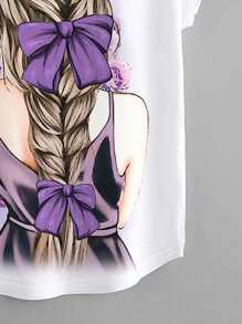 Mulvari Áo thun Plus size Con số Giải trí - trắng - Xem 5